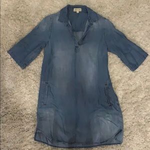 Blue three quarter sleeve jean dress